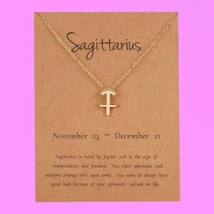 Sagittarius Gold Toned Zodiac Necklace